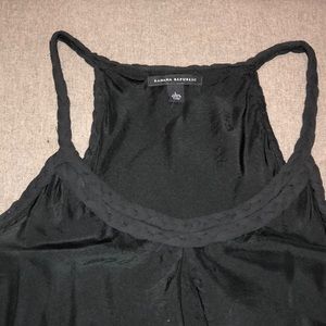 Black Silk Tank with Braided Straps